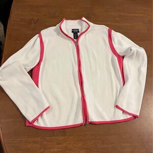 izod white and pink womens zip jacket size medium